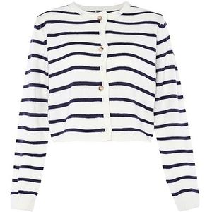 Dreimaster maritim Kleine geurende gebreide trui voor dames, wolwit, marineblauw, strepen, maat XL/XXL, wolwit marine strepen, XL