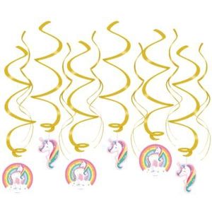 PD-Party 7024139 Hangende Swirl Decoratie ; Hanging Swirls ; Feest ; Viering - Unicorn, Veelkleurig, 70cm Lengte x 14cm Breedte x 0.1cm Hoogte