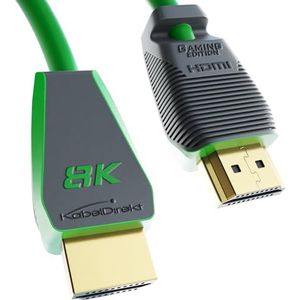 KabelDirekt – 8K HDMI 2.1 kabel, gecertificeerde Gamer-editie – 3 m (8K@60Hz, Ultra High Speed/48G voor 10K, 8K of ultrasnel 144 Hz bij 4K, optimaal voor PS5/Xbox en Gaming PC, Monitor/TV, groen)