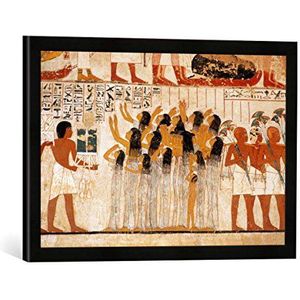 Ingelijste afbeelding van Egyptisch schilderij begrafenistocht/Egypt.Muurschilder.Graf Ramose, kunstdruk in hoogwaardige handgemaakte fotolijst, 60 x 40 cm, mat zwart