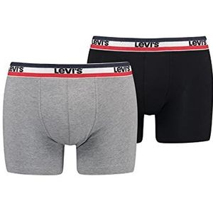 Levi's Sportswear Herenboxershort met logo, 2 stuks, grijs (middle grey melange), S