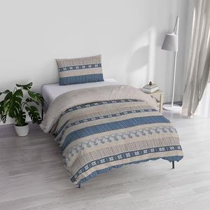 Italian Bed Linen Athena Beddengoedset, 100% katoen, Rudolph lichtblauw, eenpersoonsbed