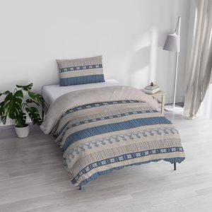 Italian Bed Linen Athena beddengoedset, 100% katoen, Rudolph, lichtblauw, eenpersoonsbed