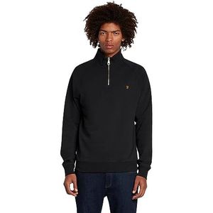 Farah Heren Jim Quarter Zip Fleece Top, Zwart, S