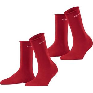 ESPRIT Dames Sokken Basic Pure 2-Pack W SO Katoen eenkleurig Multipack 2 Paar, Roze (Red Pepper 8074), 35-38