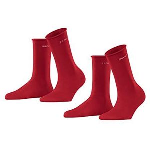 ESPRIT Dames Sokken Basic Pure 2-Pack W SO Katoen eenkleurig Multipack 2 Paar, Roze (Red Pepper 8074), 35-38