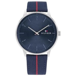 Tommy Hilfiger Analoog kwartshorloge voor heren, met nylon armband 1791844, rood-blauw, Met bandjes