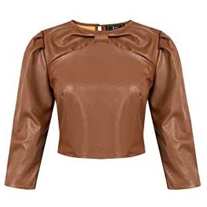 nelice Dames kunstleer blouse 19525718-NE01, camel, L, kameel, L