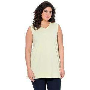 Ulla Popken Basic top voor dames, V-hals, relaxed T-shirt, groen (pistache), 42-44