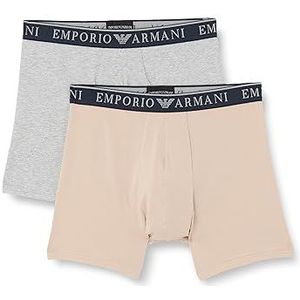 Emporio Armani Boxershorts voor heren, verpakking van 2 stuks, Rope/Melange Grey, M