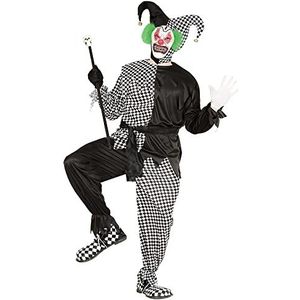 Widmann - Kostuum Evil Jester, jas, broek, riem en hoed, killer clown, Halloween, carnaval, themafeest