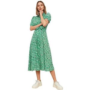 Trendyol Dames Beltes Hemd-Jurk, Groen, 36