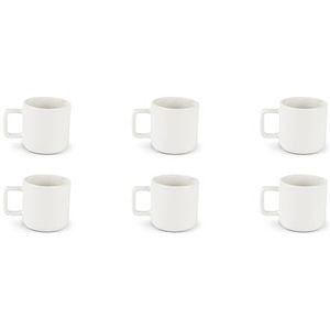 Excelsa Nordic Set met 6 witte koffiekopjes, keramiek, aardewerk, inhoud 80 ml.