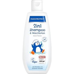 PAEDIPROTECT 2in1 Shampoo & Wash Lotion voor Baby's & Kinderen 200 ml, reinigt huid & haar op milde wijze zonder parfum & microplastics, douchegel hydrateert de droge, huid ook voor volwassenen