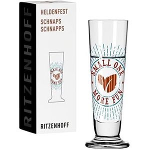 Ritzenhoff 1061012 borrelglas 40 ml – serie Heldenfest, motief nr. 12 Small one, more fun rond Made in Germany, koper, turquoise, rood