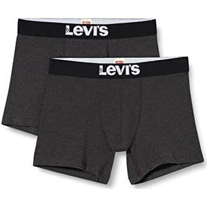 Levi's Levi's Men's Solid Basic Boxershorts voor heren, 2 stuks, grijs, 18 EU, grijs