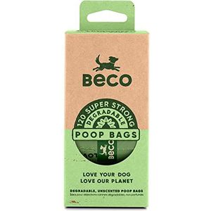 Beco Tassen - Reispakket - 60 Sterke Grote Poop Tassen voor Honden, Ongeparfumeerd, Multi Pack 8 Rolls (120 bags), Groen