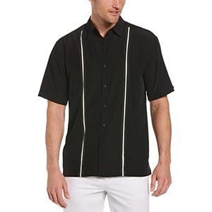 Cubavera Paneled Short Sleeve Shirt For Men, Classic Fit, Wrinkle Resistant, Casual Button-Down Shirt For Men With Spread Collar (Sizes Small - 5Xl), Jet Black, 4X-Large Big Tall