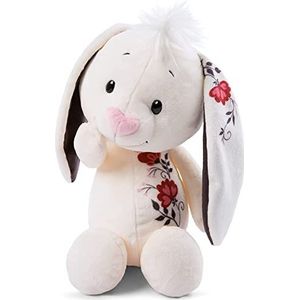 NICI 47476 Zacht knuffelkonijn 35cm met romantische tattoo print op de oren – Konijn knuffeldier voor meisjes, jongens & baby's – Pluizige knuffels om te knuffelen, spelen & cadeau – Gezellige pluche dieren,wit/zwart