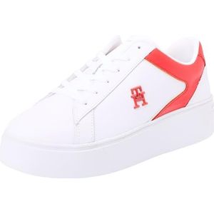 Tommy Hilfiger Dames Th Platform Court Sneaker Fw0fw07910 Cupsole, Wit, 39 EU