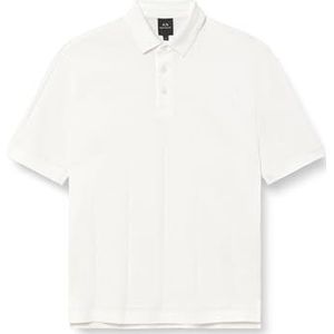 Armani Exchange Heren The Grid, Sustainable, All Over Tonal Logo Polo Shirt, off-white, XS
