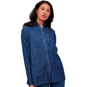 Vila Dames Vibista L/S oversized shirt/Su-Noos jeansblouse, donkerblauw (dark blue denim), 38