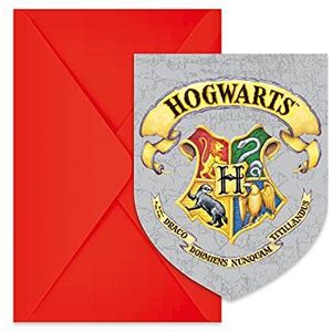 Procos 93370 - Uitnodigingen & enveloppen, Harry Potter, 9,5 x 14,5 cm, kinderverjaardag, FSC® Mix
