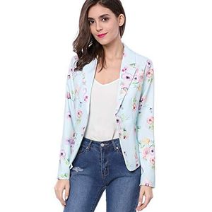 Allegra K damesjas met lange mouwen met open voorkant met bloemenprint