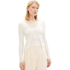 TOM TAILOR Denim 2-in-1 cardigan en top voor dames, 10348 - Gardenia White, L