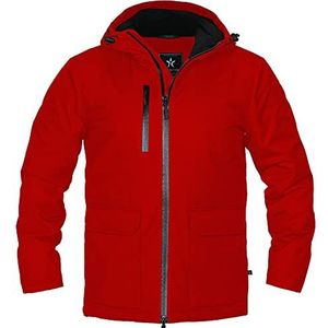 Texstar FJ65 heren lange winter jas, maat XL, rood