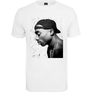 Mister Tee Tupac Cracked Background Tee T-shirt voor heren, wit, XXL