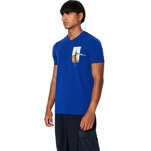 Armani Exchange Heren Slim Fit V-hals Empire State Graphic Logo Tee T-shirt, Nieuwe Ultramarine, L