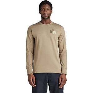 G-STAR RAW Heren Back Tape Tweeter Sweatshirt, Beige (Tree House C673-C941), XS