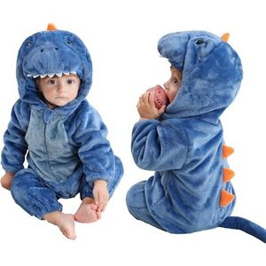 COOKY.D Baby Dieren Romper met Capuchon en Rits Nieuwgeboren Jongens Meisjes Flanellen Slipjes Peuter Outfits Buitenkleding, Blauw 30-36 Maanden