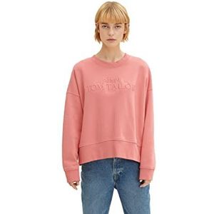 TOM TAILOR Denim Dames Sweatshirt met logoprint 1032938, 15121 - Peach Pink, XS