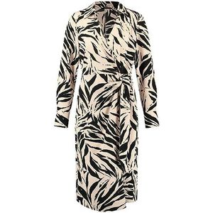 Taifun Wikkeljurk met patroon en lange mouwen, manchetten, wikkeljurk met wikkeleffect, wikkeljurk, dierenprint, knie-omspelend, Zwart met patroon., 44