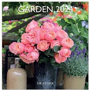 DRAEGER PARIS Grote wandkalender tuin/kantoor/huis/maandelijkse kalender 2024 om op te hangen, 29 x 29 cm, 16 maanden sept-23 tot december 24, 7 talen, decoratie, organisatie | FSC®-gecertificeerd