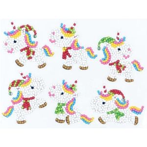 Diamond Painting Stickerset, motief eenhoorns, kerst, knutselset voor het ontwerpen van stickers met glittersteentjes, voor kinderen vanaf 5 jaar