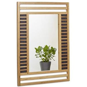 Relaxdays Bamboe spiegel bamboespiegel badkamerspiegel wandspiegel hout design