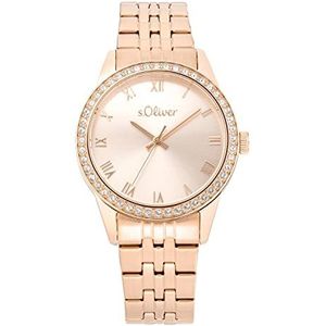 s.Oliver polshorloge analoog quartz dameshorloge, met roestvrijstalen armband, rosékleur, 5 bar waterbestendig, wordt geleverd in geschenkverpakking, 2035435
