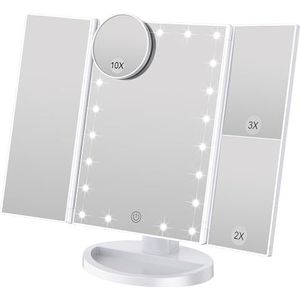 WEILY Verlichte Makeup Spiegel - Wit - 21 LED Lampen - Dual Power Supply