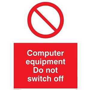 Viking Signs PV52-A3P-3M ""Computer Equipment Do Not Switch Off"" Sign, Kunststof, 3 mm Rigid, 400 mm H x 300 mm W