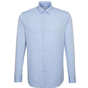 Seidensticker Effen, chique overhemd voor heren, met extra en kent-kraag, slim fit, lange mouwen, businesshemd, blauw (lichtblauw 13), 37
