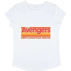 Marvel Dames Classic-Retro Avengers Rolled Sleeve T-Shirt, Wit, M, wit, M