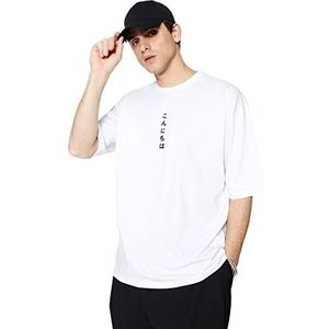 Trendyol Heren Man Plus Size Oversize Basic Crew Neck Knit T-Shirt, Wit, S