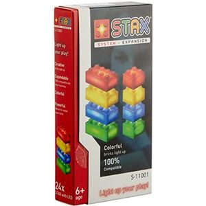 Light STAX Bouwstenen Expansion 11001, compatibel met het STAX-systeem en alle bekende bouwsteenmerken, 24 extra stenen (rood, geel, blauw en groen)