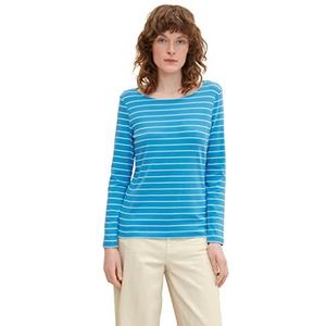 TOM TAILOR Dames Shirt met lange mouwen met strepen 1032694, 30151 - Blue Offwhite Stripe, XXS