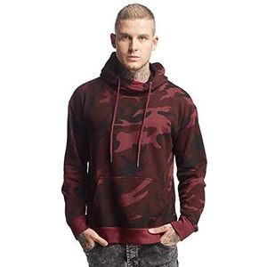 Urban Classics Heren High Neck Camo Hoody met capuchon, meerkleurig (Burgundy Camo 1159), M