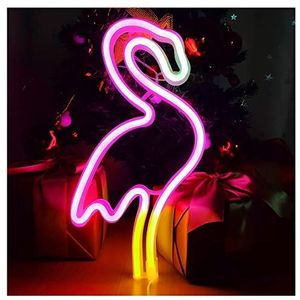 ENUOLI Flamingo Neon Lights Flamingo Neon Signs Neon Wandlamp Flamingo Nachtlampje Batterij/USB Powered Pink Flamingo Signs voor Slaapkamer Thuis Bruiloft Kerstmis Verjaardag Party Holiday Bar