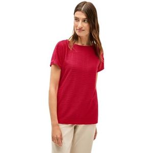 Cecil - T-shirt - Glazed apple red - Met Streepstructuur